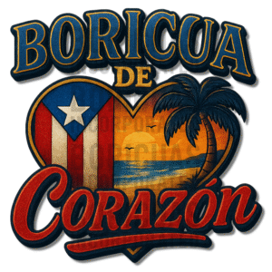 Boricua de Corazón Puerto Rico Flag Sunset Heart Design